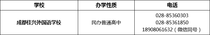 2024年成都市成都佳興外國語學校招辦電話是多少？