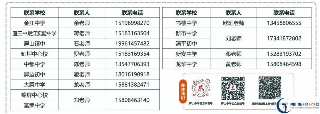 2026年宜賓市屏山中學(xué)招辦電話是多少？